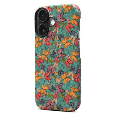 DENIOR iPhone 16 Plus Fodral Mönstertryckt PU Läder + PC - Blå