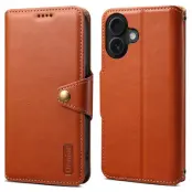 DENIOR iPhone 16 Plus Fodral Plånbok Äkta Läder - Brun