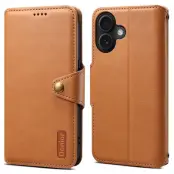 DENIOR iPhone 16 Plus Fodral Plånbok Äkta Läder Khaki