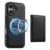 DENIOR iPhone 16 Plus Skal Äkta Läder Magnetiskt Svart