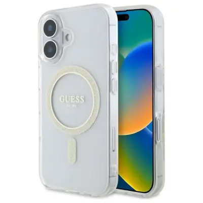 Guess Mobilskal till iPhone 16 Plus 6.7 MagSafe IML Glitter - transparent