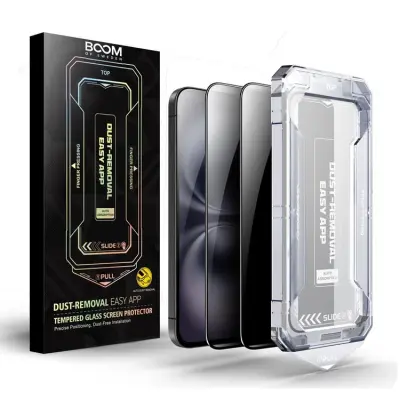 LIVSTIDSGARANTI - BOOM iPhone 16 Plus/15 Plus Privacy Härdat Glas Skärmskydd 2st