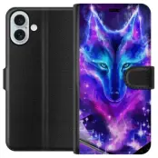 Plånboksfodral till Apple iPhone 16 Plus med Neon Varg