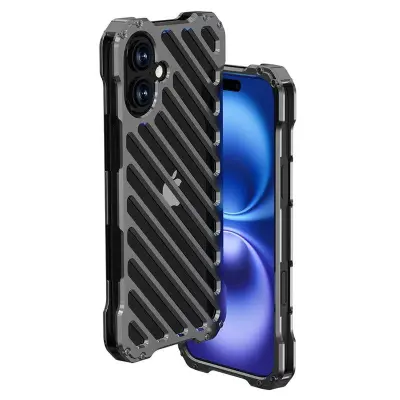 R-JUST RJ-50 Mobilskal till iPhone 16 Plus Aluminium Alloy Svart