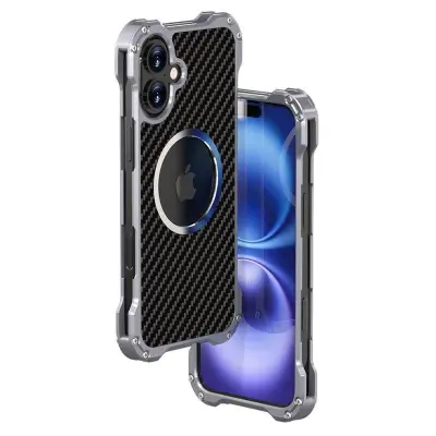 R-JUST RJ-51 Skal för iPhone 16 Plus MagSafe PC + Aluminium Svart