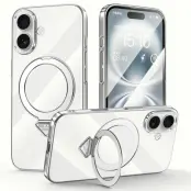 SULADA iPhone 16 Plus Skal MagSafe Kickstand Klar PC Titanium Silver
