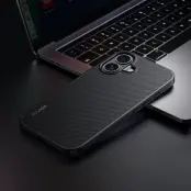 SULADA iPhone 16 Plus Skal MagSafe Metallram PU+TPU Svart