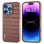 ABEEL iPhone 16 Pro Max Mobilskal Äkta läder Crocodile - Brun
