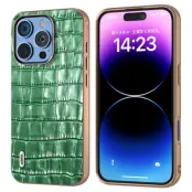 ABEEL iPhone 16 Pro Max Mobilskal Äkta läder Crocodile - Grön