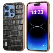 ABEEL iPhone 16 Pro Max Mobilskal Äkta läder Crocodile - Svart