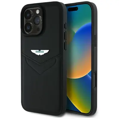 Aston Martin Mobilskal till iPhone 16 Pro Max Läder Victory Design - Svart