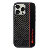 Audi iPhone 16 Pro Max Mobilskal Carbon Fiber Stripe - Svart