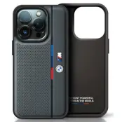 BMW iPhone 16 Mobilskal Perforated Tricolor Line - Mörkgrå