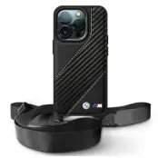 BMW iPhone 16 Pro Max Mobilskal Carbon Stripe & Strap - Svart