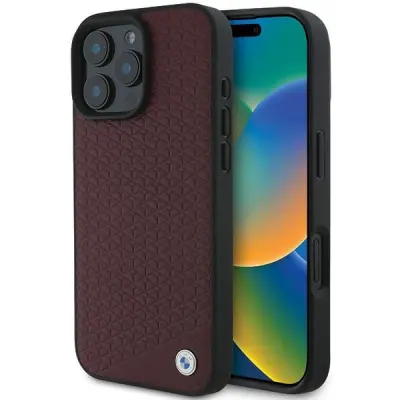 BMW Mobilskal till iPhone 16 Pro Max MagSafe Diamond Metal Logo - Röd