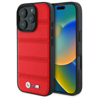 BMW Mobilskal till iPhone 16 Pro Max MagSafe M Perforated Line - Röd