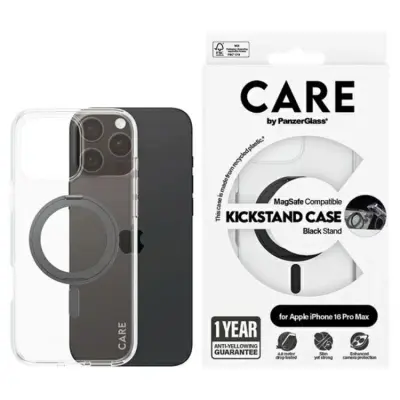 CARE By PanzerGlass Mobilskal till iPhone 16 Pro Max MagSafe Kickstand - Svart