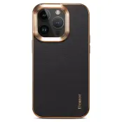 DENIOR Mobilskal till iPhone 16 Pro Max Äkta Läder PC+TPU Svart