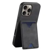 DENIOR iPhone 16 Pro Max Fodral Läder + TPU Med Kortfack - Svart