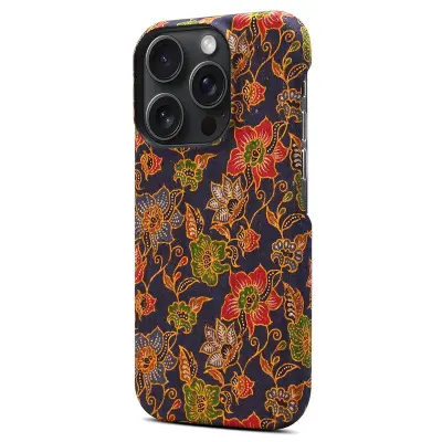 DENIOR iPhone 16 Pro Max Fodral Mönstertryckt PU Läder + PC - Lila