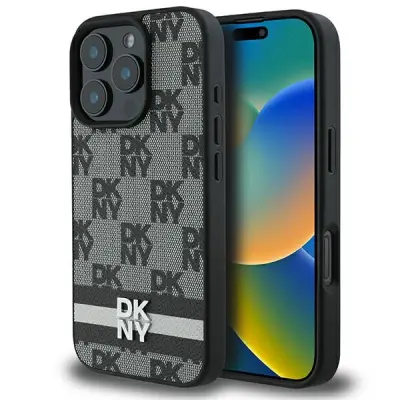 DKNY Mobilskal till iPhone 16 Pro Max Checkered Pattern Printed Stripes - Svart