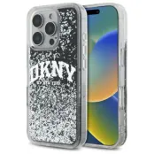 DKNY iPhone 16 Pro Max Mobilskal Liquid Glitter Arch Logo - Svart