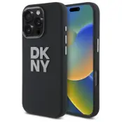 DKNY iPhone 16 Pro Max Mobilskal Liquid Silikon Metall Logo - Svart