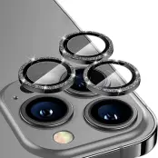 Enkay Glitter Ring Lens Protector (iPhone 16 Pro/16 Pro Max) - Svart