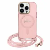 Guess iPhone 16 Mobilskal MagSafe Crossbody Cord Script - Rosa