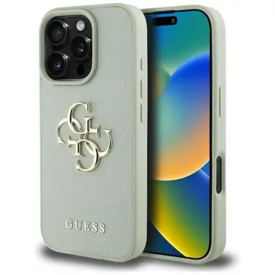 Guess Mobilskal till iPhone 16 Pro Max Grained Big 4G Small Classic Logo - Grön