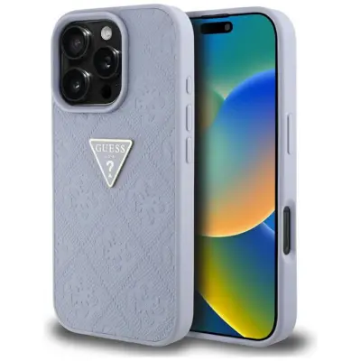 Guess Mobilskal till iPhone 16 Pro Max Hot Stamp 4G Triangle Logo - Lila