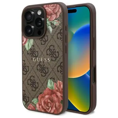 Guess Mobilskal till iPhone 16 Pro Max MagSafe 4G Flowers Print - Brun
