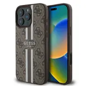 Guess iPhone 16 Pro Max Mobilskal MagSafe 4G Printed Stripes - Brun