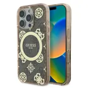 Guess iPhone 16 Pro Max Mobilskal MagSafe IML Peony On 4G - Brun