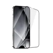 iPhone 16 Pro Max Härdat Glas Skärmskydd Metall Ram - Svart