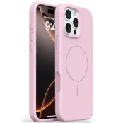 iPhone 16 Pro Max Mobilskal MagSafe Liquid Silikon Microfiber - Rosa