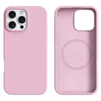 iPhone 16 Pro Max Mobilskal MagSafe Silikon Liquid - Rosa