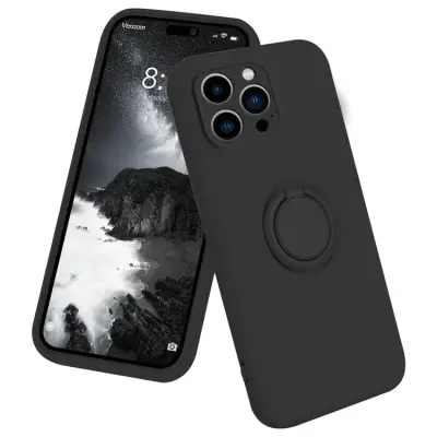 iPhone 16 Pro Max Mobilskal Silikon Ring - Svart