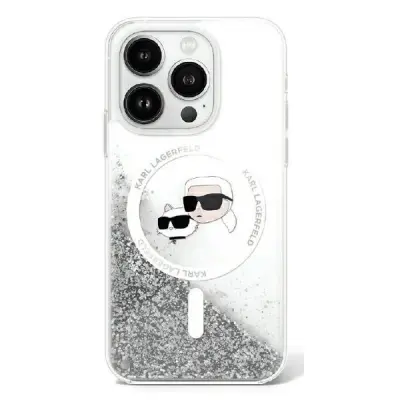 Karl Lagerfeld iPhone 16 Plus Mobilskal MagSafe Glitter Karl&Choupette Head