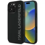 Karl Lagerfeld iPhone 16 Pro Max Mobilskal 3D Rubber Elongated Glitter - Svart