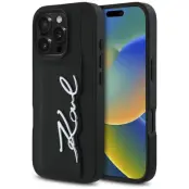 Karl Lagerfeld iPhone 16 Pro Max Mobilskal Korthållare Metal Signature - Svart