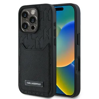 Karl Lagerfeld Mobilskal till iPhone 16 Pro Max Korthållare - Svart