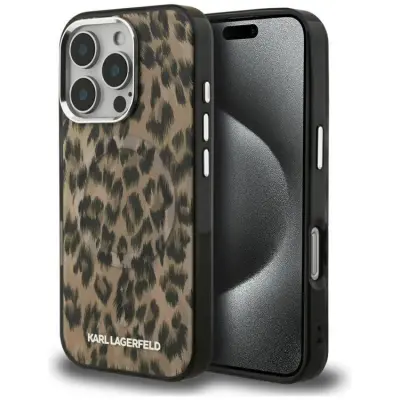 Karl Lagerfeld iPhone 16 Pro Max Mobilskal MagSafe IML Leopard - Brun