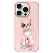 Nimmy iPhone 16 Pro Max Mobilskal Glasses Cool Cat - Rosa