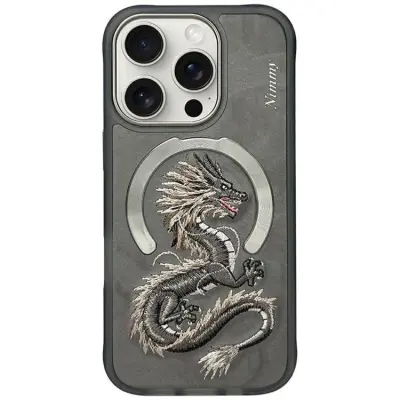 Nimmy Mobilskal till iPhone 16 Pro Max MagSafe Dragon - Grå
