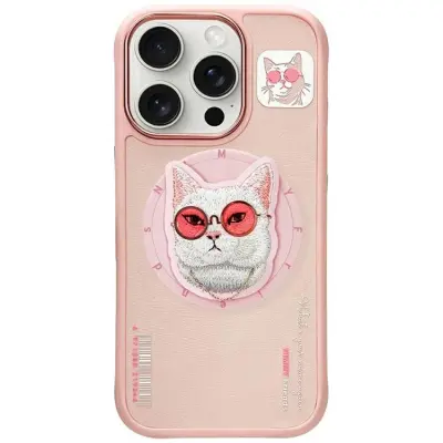 Nimmy iPhone 16 Pro Max Mobilskal MagSafe Glasses Cool Cat - Rosa