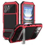 R-JUST iPhone 16 Pro Max Mobilskal med Härdat Glas - Röd