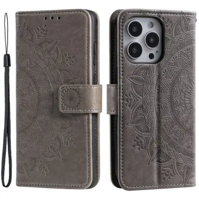 Trolsk Mandala Wallet with Strap (iPhone 16 Pro Max) - Grå