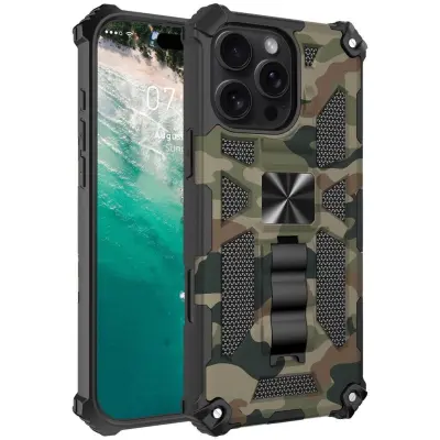 Trolsk Mobilskal Kamouflage med Stativ (iPhone 16 Pro Max)