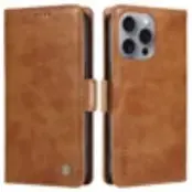 YIKATU iPhone 16 Pro Max Plånboksfodral Litchi Texture - Brun